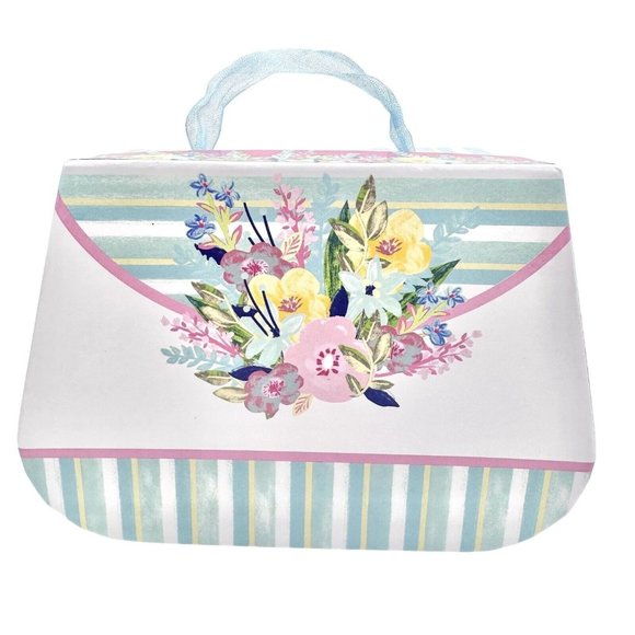 Nesting Boxes Set of 2 Blue White Flowers Ribbon Handle NEW - Picture 4 of 10